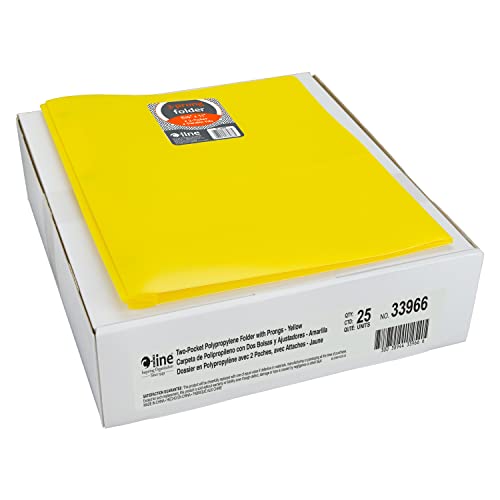 C-Line Two-Pocket Poly Portfolio with Prongs, Yellow, 25/Case (33966) - color: Yellow, size: 25-Pack with Prongs