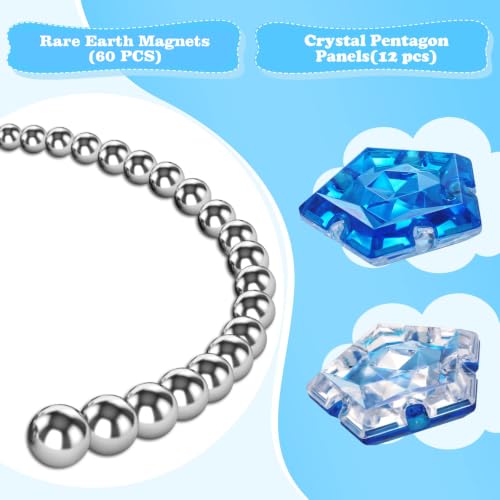 Magnetic Fidget Sphere - Anxiety Sensory Fidgets Toys - Crystal Blue - 12 Piece Set - Creativity Beyond Imagination, Inspirational, Recreational, Desk Toy for Adults - color: Crystal Blue