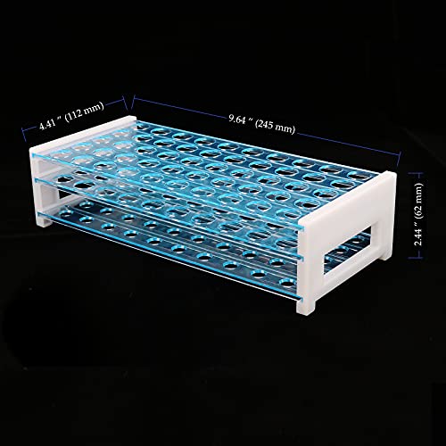 10 Pack 50 Holes Plastic Test Tube Rack, Detachable Lab Test Tube Rack for 13mm -16mm Tubes, Science Test Tube Holder for Experiments, Candy Liquids Storage, Light Blue