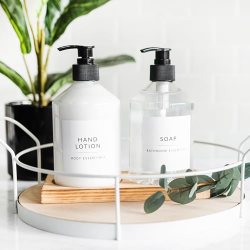 Minimalist Bathroom Labels for Organizing, 136 Preprinted Bath Room and Makeup Organizer Stickers, Waterproof Removable, Soap Shampoo Storage Supplies - style: White Bathroom Labels