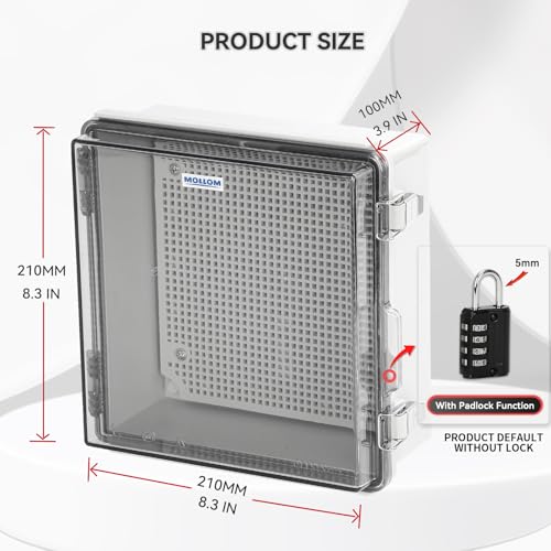 Mollom Transparent Cover Outdoor Junction Box (8.3x8.3x3.9In) - size: 8.3x8.3x3.9"