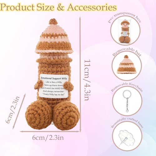 Emotional Support Crochet Doll, Positive Desk Decor Ornament - color: Brown Willym