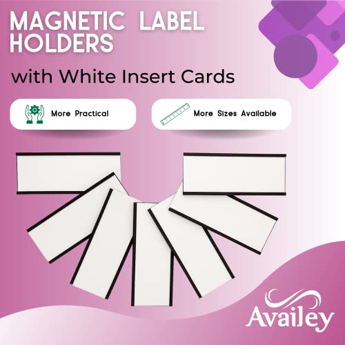 Availey 40 Pack Magnetic 'C' Channel Label Holders for Metal Racks and Shelves with Protective Films and Replacement Strips 4" x 1.6" - size: Magnetic Label Holders 4x1.6 inch