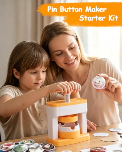 Button Maker Machine 55mm/2.16in, Pin Maker Machine Kit for Kids, Orange - color: Orange - Badge Maker