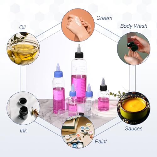 PATIKIL 30ml 1oz,9 Pcs Plastic Squeeze Dispensing Bottles,Transparent,White - color: Transparent/White, size: 30ml