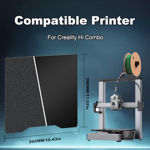 265x280mm Black Build Plate for Creality Hi Combo, Double Sided Textured PEI+Smooth PEI Flexible Spring Steel Platform Heated Printing Bed for Creality Hi Combo 3D Printer - size: 265x280mm
