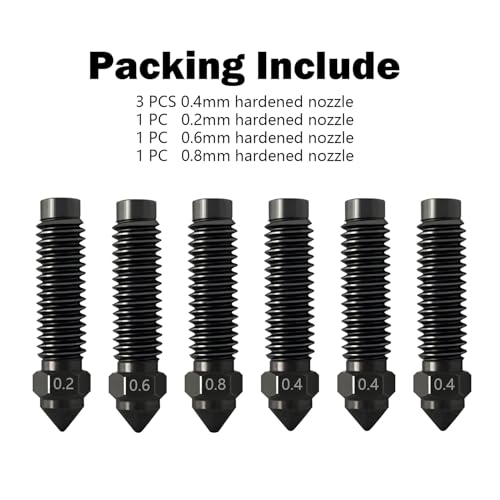 6PCS 0.2MM 0.4MM 0.6MM 0.8MM Hardened Nozzles for Centauri Carbon/CC/CC2 - style: 6PK 0.2/0.4/0.6/0.8mm