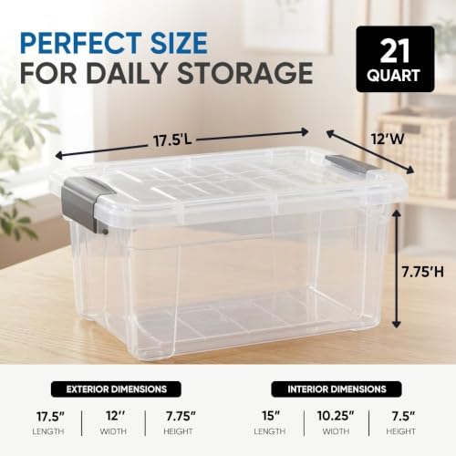 Superio 21 Quart Clear Plastic Storage Boxes with Lids, Stackable Organizer Containers, BPA-Free Storage Bins for Home, Office, School & Dorm, 1 Pack - size: 21 Quart