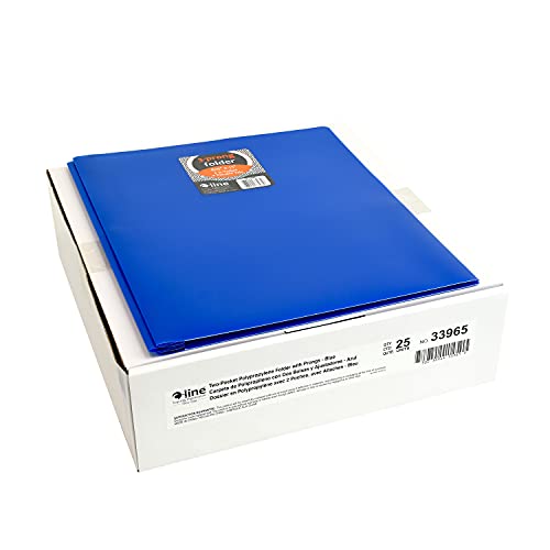 C-Line Heavyweight Poly Portfolio with Prongs, Letter Size, Blue (33965) - color: Blue, size: 25-Pack with Prongs
