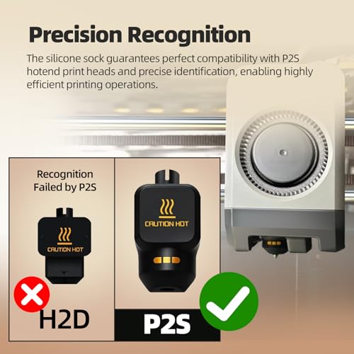 IdeaFormer-3D 6Pcs P2S Silicone Socks for Bambu Lab, High Temperature P2S Hotend Nozzle Silicone Cover with Identification Code for Bambu Lab P2S Protecting Extruder Nozzle Parts