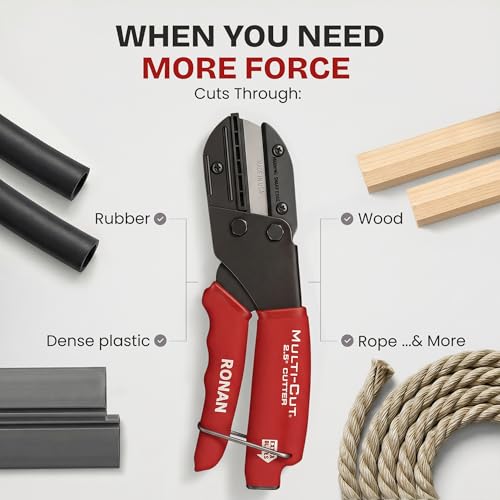 Ronan Multi-Cut Industrial Cutter – Heavy-Duty Blade for Plastic, Rubber, Wood, Leather & More – Replaceable Blades, Safety Lock, Ergonomic Grip, 3 Extra Blades Included (Pack of 2) - size: 2.5 inches (Pack of 2)