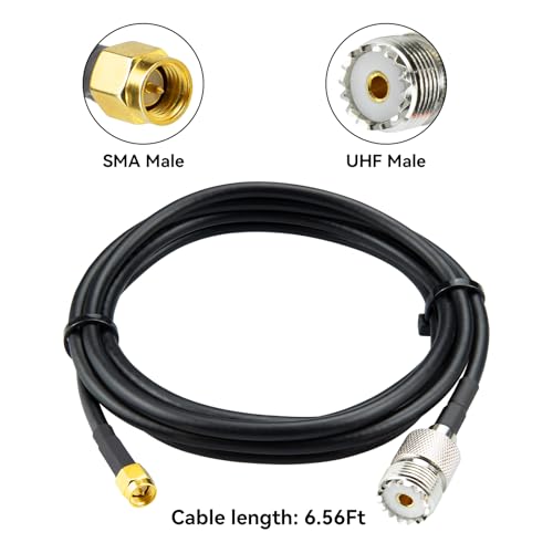 6.56ft SMA Male to UHF Female SO-239 RG58 Coaxial Cable SMA Male to SO239 Jumper Cable Low Loss Ham Radio Antenna Cable for Baofeng Ham Radio Antenna VHF/UHF SWR Analyzer - size: UHF Female to SMA Male