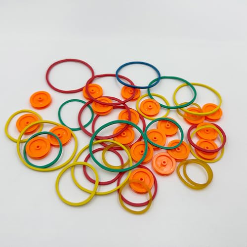 30PCS 2mm Hole Plastic Pulley Wheel Belt Pulley Drive Pulley with Rubber Band Transmission Belt Pulley Belt for DIY Model Toy RC Car Truck Robot Airplane Parts (Orange 17mm Diameter, 2mm Hole) - style: Orange 17mm diameter