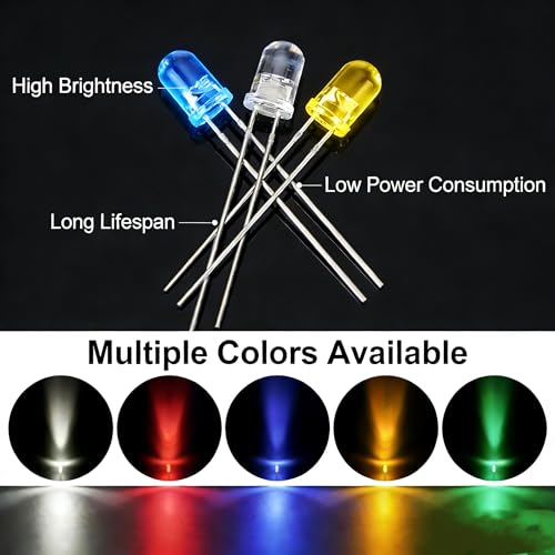 3mm LED Diodes Kit,500 Pcs 5 Values 5 Color, Light Assortment Kit Low Voltage Circuit Emitting Diodes Bulb Lamp Set, Green, Blue, Red, Yellow, White (3mm-5color-500pcs) - style: 3mm-5color-500pcs