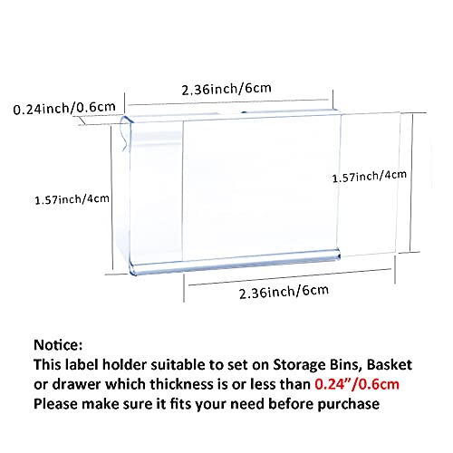 50pcs Labels for Storage Bins Plastic Label Clip, Basket Labels Clip On Wire Shelf Price Label Holder Merchandise Sign Display Holder, 50pcs Label Insert Included (6x4cm) - size: 1.57*2.36 inch