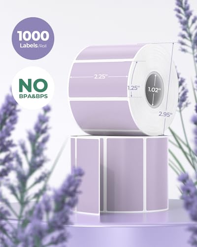 MUNBYN 2.25x1.25 Thermal Labels, 1000 Sheets/Roll, Purple - color: Purple, size: 2.25" x 1.25"