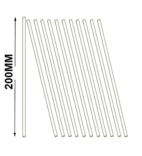 Pack of 12 Lab Glass Stirring Rod 8 inch (200mm) Length with Both Ends Round for Science, Lab, Kitchen, Science Education (12)
