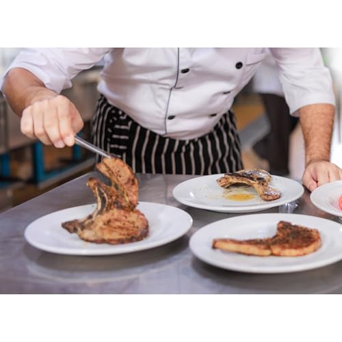 CatCora Straight Precision Plating Tongs, Stainless Steel, Grooved Tips, Spring Action, Fine Garnishing and Serving Control