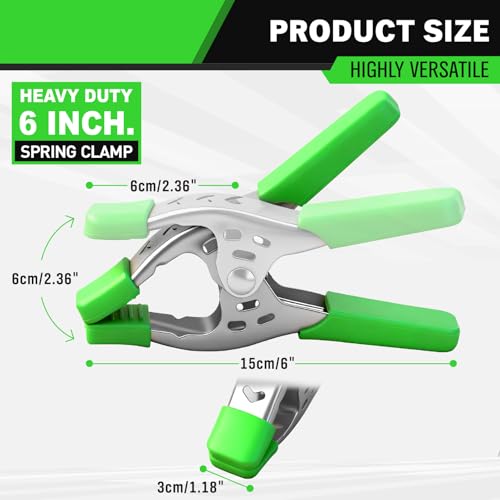 27-Piece 6-inch Heavy Duty Spring Clamp, Large Spring Clamps for Woodworking, Metal Clips 2.4-inch Jaw Opening Clamps for Backdrop, Pool Cover, Photography - size: 6inch 27-Piece