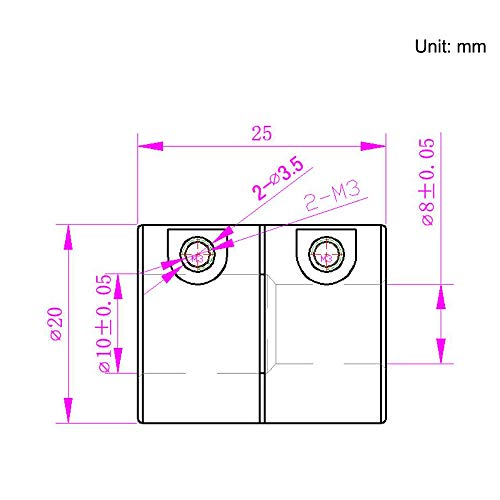 2 PCS 8mm to 10mm Shaft Coupling 25mm Length 20mm Diameter Coupler Aluminum Alloy for 3D Printer CNC Machine (8x10mm) - size: 8x10mm