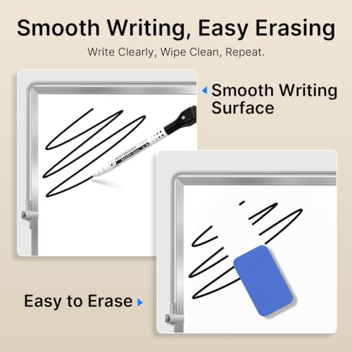 Desktop Whiteboard with Stand 16" x 12", Double-Sided Magnetic Dry Erase Board for Desk, 360° Rotating Tabletop Whiteboard with Markers and Magnets for Home, Office, School