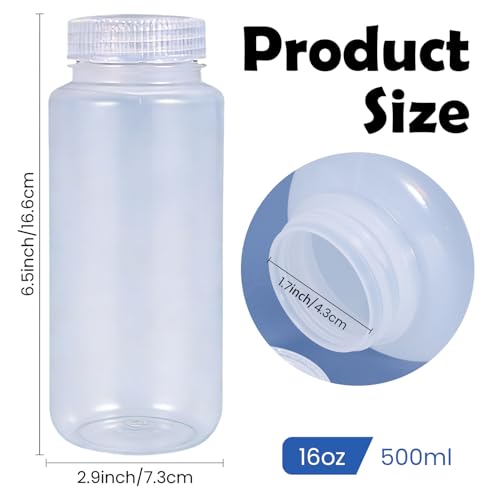 16 oz Polypropylene Reagent Bottle Plastic 20 Pcs Wide Mouth