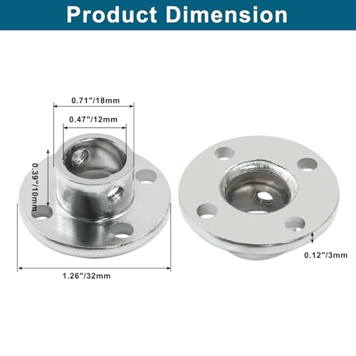Luomorgo Metal Flange Shaft Coupling, 12mm/0.47 inch, 4 Pcs - size: 12mm