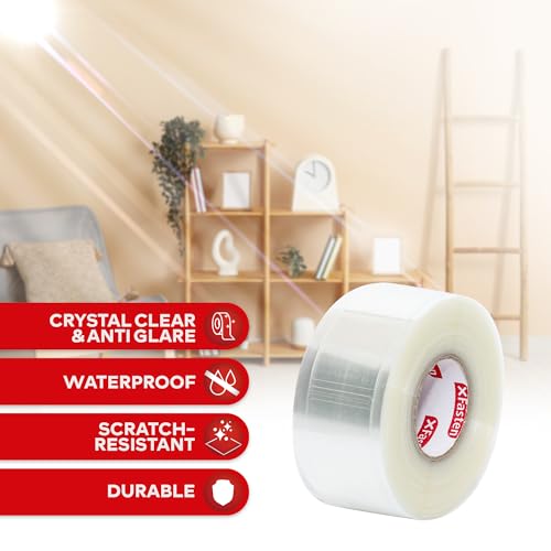 XFasten Clear Labels Sticker Protectors 500-Pack Waterproof and Yellowing-Resistant Clear Label Protectors for Barcode Stickers, Library Labels for Book Spines, Laboratory, Office (3.5 x 1.2 inch)