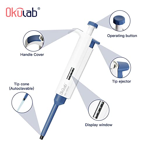 100-1000μl Pipette, Single-Channel Micropipette, High-Accurate, Manual Adjustable Mechanical Pipette, Variable Volume, Autoclavable, TPMP1000A1 - style: 100-1000μl