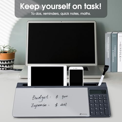 Varhomax Glass Desk Whiteboard with Calculator - color: Calculator-black&gray
