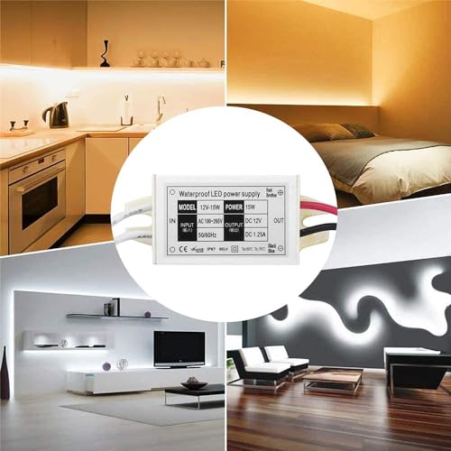 12V Power Supply LED Driver, Lustaled 15W 12 Volt Power Supply Transformer Waterproof IP67 Small 120V AC to 12V DC Converter for LED Strips, Security Cameras, Junction Box, G4 MR11 MR16 Bulbs (4-Pack) - style: 15W 12V - 4 Pack