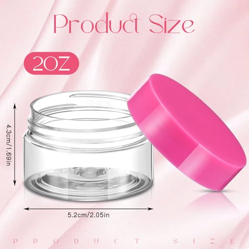 SATINIOR 36 Pieces 2 oz Plastic Jars with Lids Wide Mouth Airtight Reusable Container Acrylic Cosmetic Small Jars for Lotions Ointments Travel Toiletries Creams Make up Storage(Pink) - color: Pink, size: 2 oz