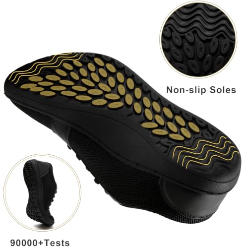 Linenghs Womens Barefoot Shoes Wide Width Toe Box Zero Drop Sneakers - color: B Black, size: 8.5 Wide