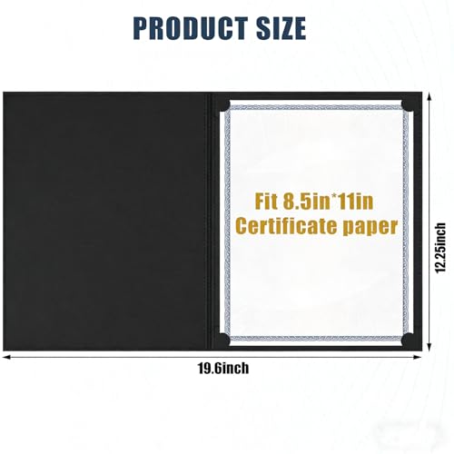 150 Pcs Certificate Holders Bulk, Black Diploma Covers with Gold Foil Border for Letter Size 8.5x11, Single Sided Award Certificate Cover, Premium Cardstock Document Organizer