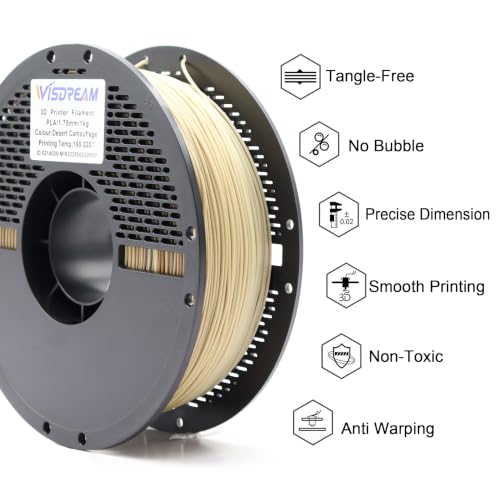 PLA Desert Camouflage/Latte Color/Golden Sunset Gradient Multicolor Rainbow PLA Filament, with Warm Beige Warm Mocha Color, a Bone Colored Filament,1.75mm,1kg(2.2 lbs) - color: Pla Desert Camouflage