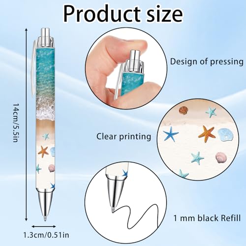 Idealmuzik Employee Appreciation Ballpoint Pens, 10 Pack – Ocean Beach Theme Pens with Wave & Coastal Designs – Smooth Writing Pens for Office, Team Gifts, and Daily Use - color: Beach
