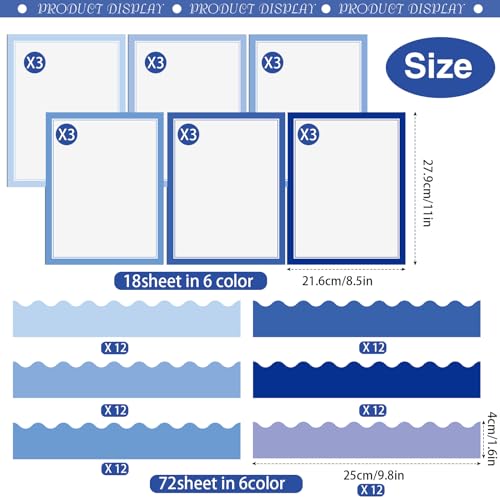 90 Pcs Science Fair Board Supplies Trifold Poster Boards, Blue - color: Blue
