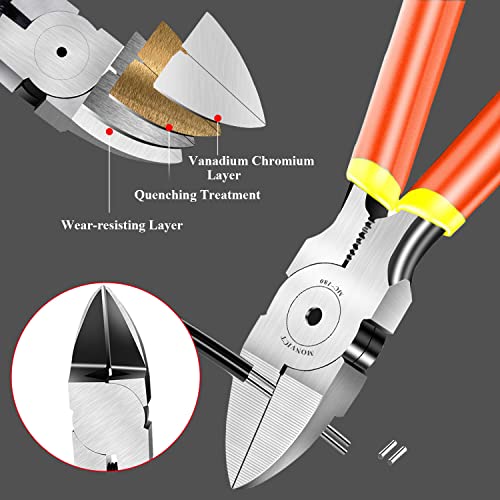 MONVICT 5 Pack Wire Cutters, Ultra Sharp 6 inch Precision Flush Side - color: 6"- Pack 5