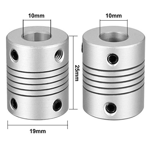 RANIT 5Pcs 10mm to 10mm Shaft Coupling 25mm Length 19mm Diameter Stepper Motor Coupler Aluminum Alloy Joint Connector for 3D Printer CNC Machine DIY Encoder - size: 10mm to 10mm,L25xD19