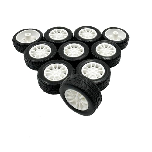 10PCS Toy Car Wheels 25mm Rubber Tire with 5PCS Shaft Round Axles for for DIY Model Toy RC Car Accessories Parts (2X25MM) - style: 2X25MM