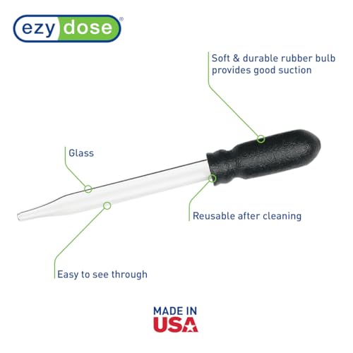 Ezy Dose Ear & Eye Glass Dropper, 1mL Calibrated, Easy to Use, BPA Free - size: 1 Count (Pack of 1), style: Straight Tip