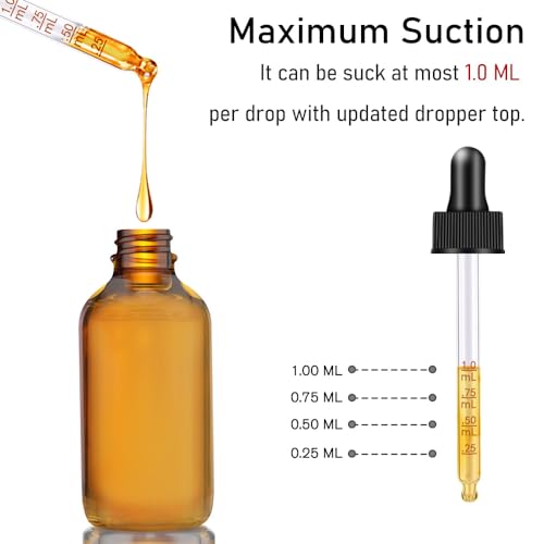 2 Pack Glass Eye Dropper Bottles 2 OZ with Graduated Dropper, Amber & Blue - color: Amber and Blue