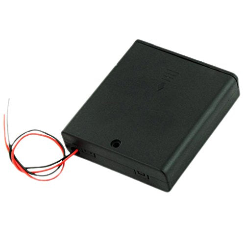 Ogrmar 2Pcs On/Off Switch 4 x 1.5V AA Battery Case Holder Leads Black w Cap