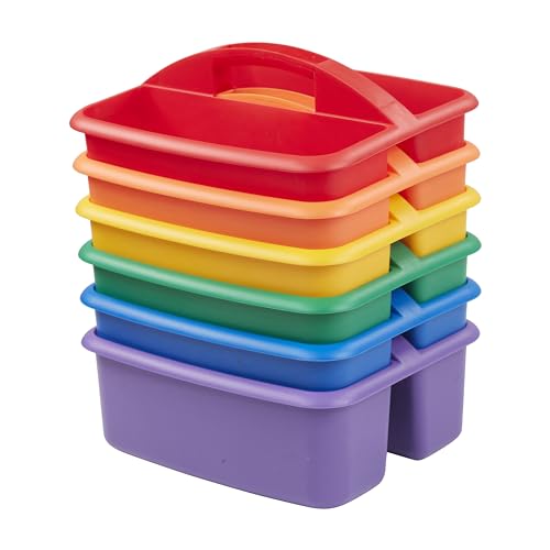 ECR4Kids 2-Compartment Large Storage Caddy Organizer, 6-Pack, Primary - color: Primary