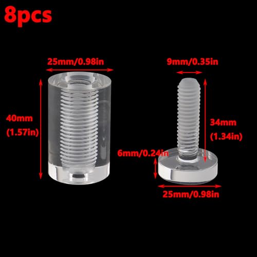 Antrader Clear Standoffs,Glass Wall Mount Hardware Kit,25 x 40mm (8Pcs) - color: Clear, size: 1" x 1-1/2" (25 x 40mm)-8Pcs