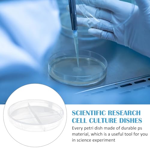 PartyKindom 10 Pack Transparent Petri Dish Four Compartments Cell Culture Dishes 3.54 X 3.54 X 0.59 in Scientific Teaching Aid for Biology Microbiology Lab Experiments