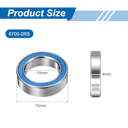 uxcell 8 Pcs 6700-2RS Micro Bearings, 10x15x4mm Chrome Steel, ABEC7 - size: 6700-2RS