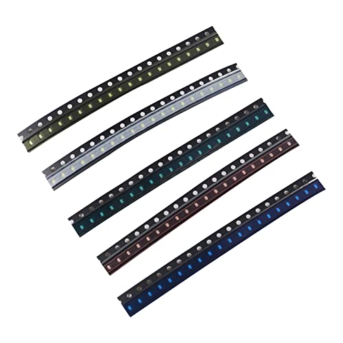 200pcs SMD LED Diodes Kit 0603 Lights Assorted Diode SMD LED Diodo Kit Green RED White Blue Yellow Lighting Bulb Each 40PCS Lamps Light Emitting Diodes 0603 LED Kit - color: 0603 Multi-colored
