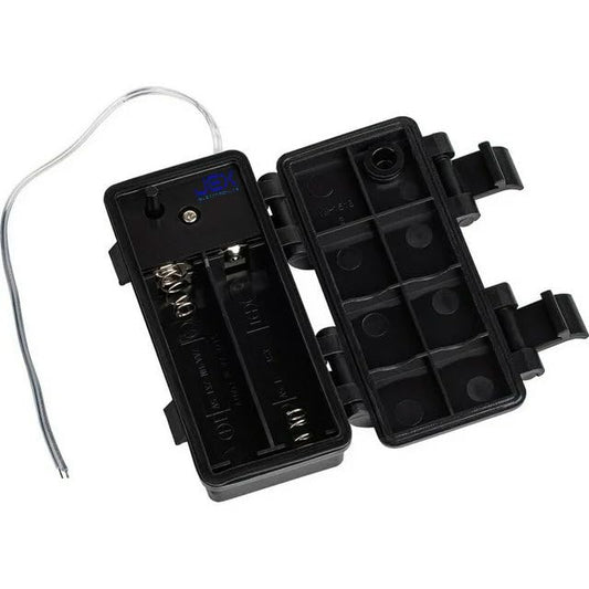 Waterproof Two/2X/Twin AA Battery Holder Case Box 2.4V/3V with Timer Power Switch & Bare Wire Ends