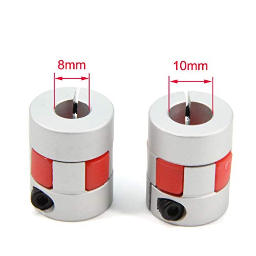 2PCS 8mm to 10mm Aluminium Plum Flexible Shaft Coupling Diameter20mm Length25mm 8x10mm Motor Connector Flexible Coupler for 3D Printer CNC Machine and Servo Stepped Motor(8x10mm) (Pack of 2) - size: D20 L25 (Pack of 2), style: 8x10mm